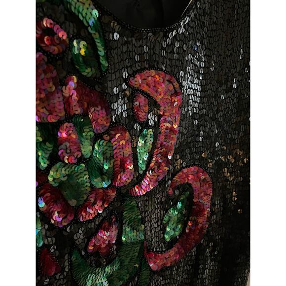 NWT Vintage 80s Exotica Silk Black Red Sequin Blouse Size 1X - Picture 8 of 15